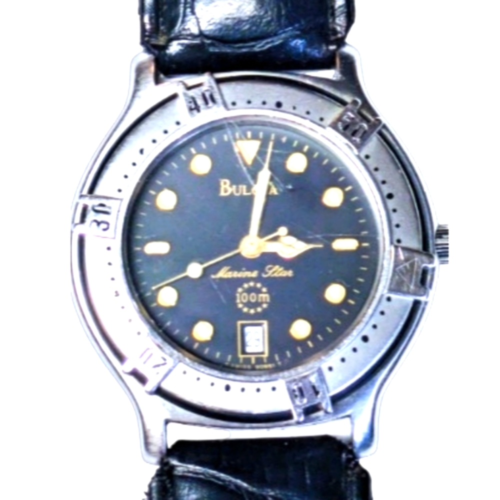 1994 Bulova Gent's Marine Star 100 meter Date Just